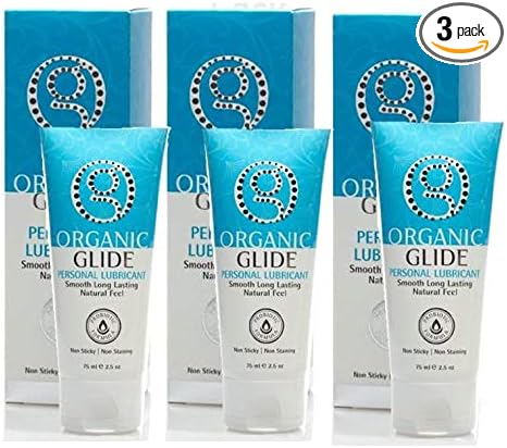 Organic Glide Natural Personal Lubricant, Probiotic Edible Lube. Parabens, Glycerin, Flavorings Free - for Men Women and Couples. Best for Menopause and Sensitive Skin (3 Pack)