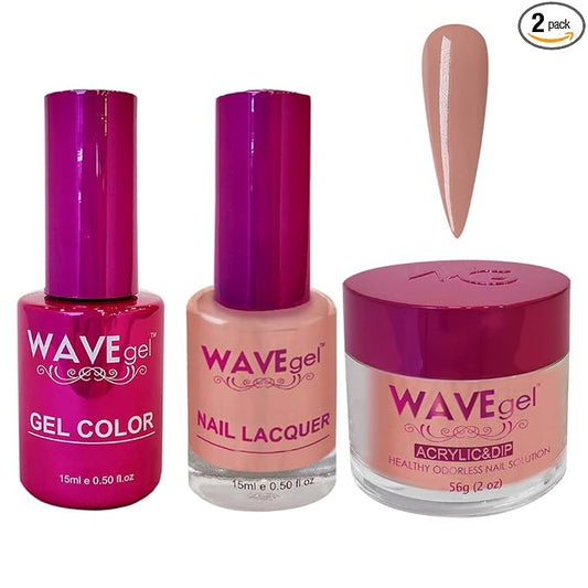 WAVEGEL Soak-Off Gel, Nail Lacquer & Acrylic/Dip Powder Matching Set - Princess Collection - #27 Toffee Cream