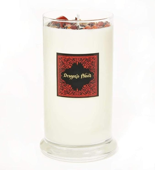 Dragons Blood Candle by New Moon Beginnings - Protection & Grounding - Herb, Flower, & Crystal Candles - Aromatherapy Soy Candle - 21oz Glass Jar