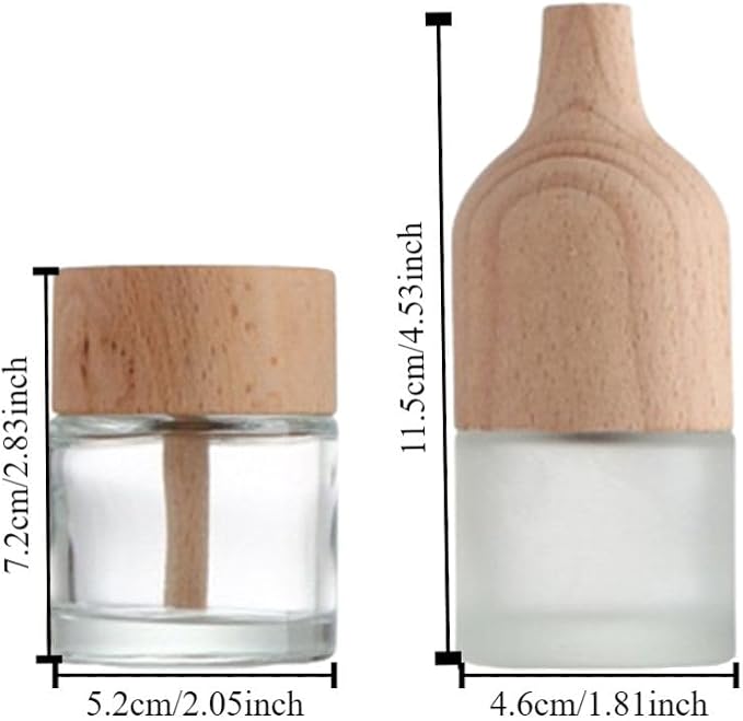 Wood Cap Diffuser Bottles 30ml/50ml - Handcrafted Glass Diffuser with Natural Wood Lid, Refillable Aromatherapy Bottles for Essential Oils(30ml)