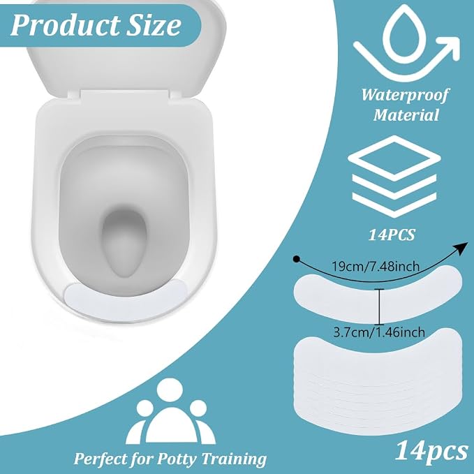14pcs Toilet Splash Guard Self Adhesive Pee Guard Pad Toilet Seats Cover Pad Toilet Mats Toilet Keep Clean Guard Potty Training Mat for Men Washroom Lavatory Restroom Hotel Public Toilet