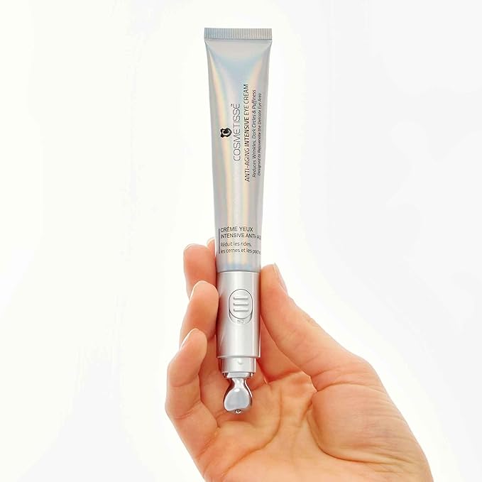 Cosmetisse Intensive Eye Cream with Vibrating Metal Applicator, Snail Secretion Filtrate, Shea Butter & Vitamin E, Helps Reduce the Appearance of Dark Circles, Puffiness & Fine Lines (0.68floz/20ml)