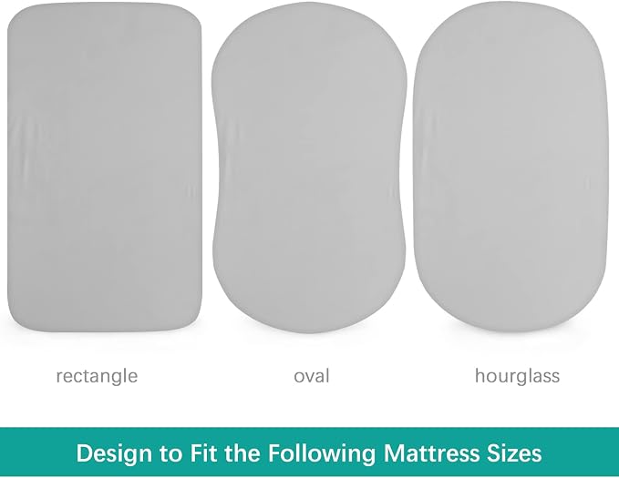 Waterproof Bassinet Sheets Fit for Miclassic, Baby Delight, TCBunny, Milliard, Dream On Me Traveler/Skylar and Other Bedside Sleeper Bassinet Mattress, Ultra Soft Microfiber Sheets, White & Grey