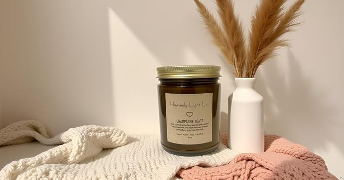 Heavenly Light LLC Candles Champagne Toast 100% Non-Toxic 9 oz Scented Soy Wax