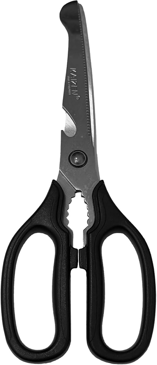Korean BBQ Kalbi Meat Cutting Scissors Large All Purpose Stainless Steel Utility Kitchen Shears for Food, 9.5 Inch, Black