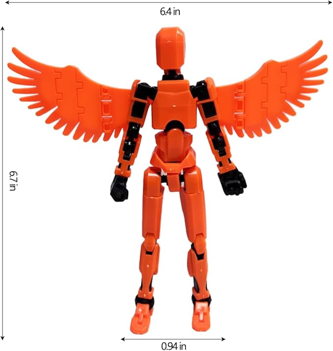 13 Action Figures Se13 Action Figure with Wing Multi-Jointed Movable Toy for Kids(DIY Wing-Orange)