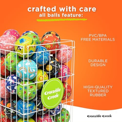 Crocodile Creek Playground Ball - Durable Rubber for Kids Ages 3 and Up - Bouncy Inflatable for Kickball, Indoor Games, and Outdoor Sports - PVC-Free - Dinosaurs - Red - 7-inch Diameter