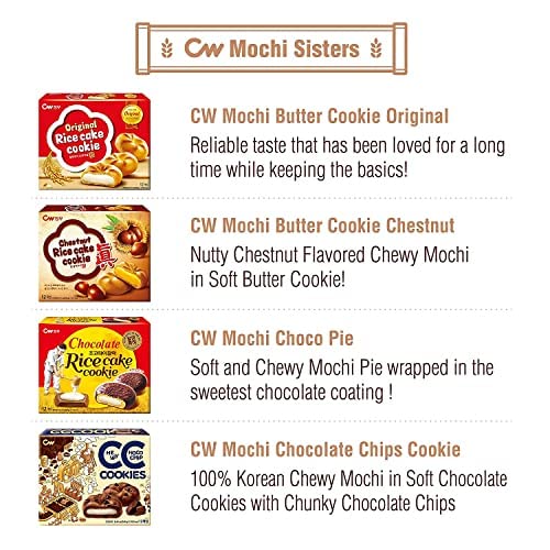 CW Original Mochi Cookies, Mochi in Chocolate Cookies with Chocolate Chunks, 8.46oz, 12 Count Individually wrapped (Chocolate Chip)