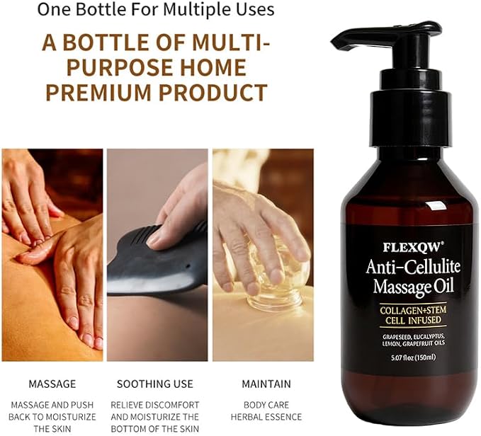 Frankincense Essential Oil Lymphatic Drainage Body Oil, Anti Cellulite Massage Oil for Massage Therapy, Natural Firming Smoothing Massage Oil Compatible with Cellulite Massage Tool