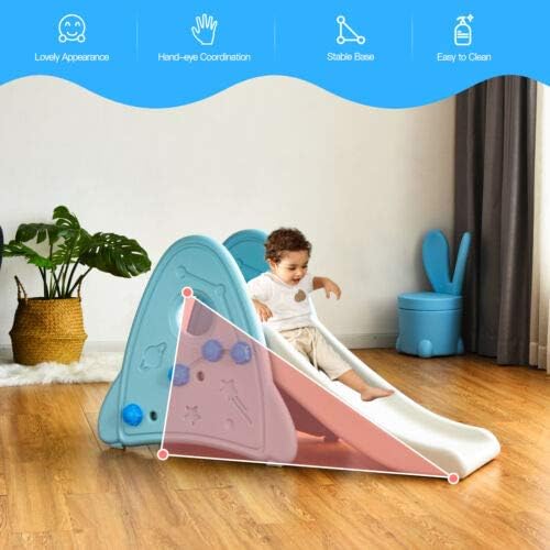 BABY JOY Kids Slide, Freestanding Baby Mini Play Climber Slide Set for Indoor Outdoors Use, Children Toy Playset with Non-Slip Widened Pedals, Suitable for 6 Month - 8 Years Baby Toddler (Blue)
