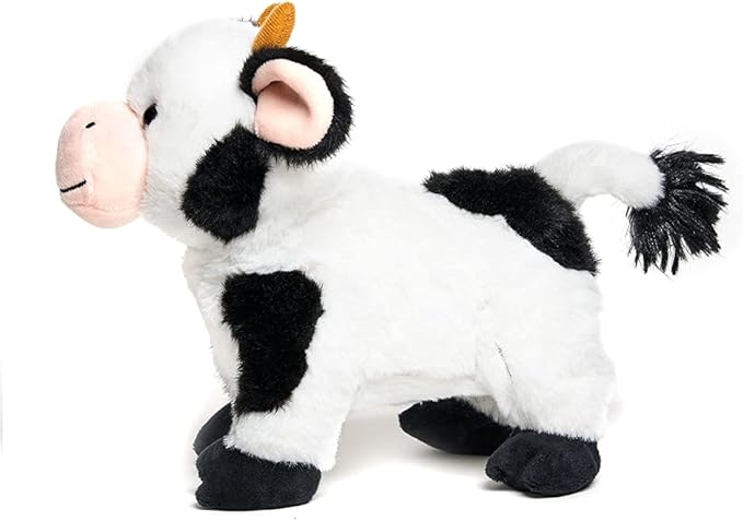 Cuddle Barn - Barnyard Buddies Cow | Animated Singing Cow Plush Stuffed Animal | Walks and Wags Tail to Old Macdonald, 8 inches