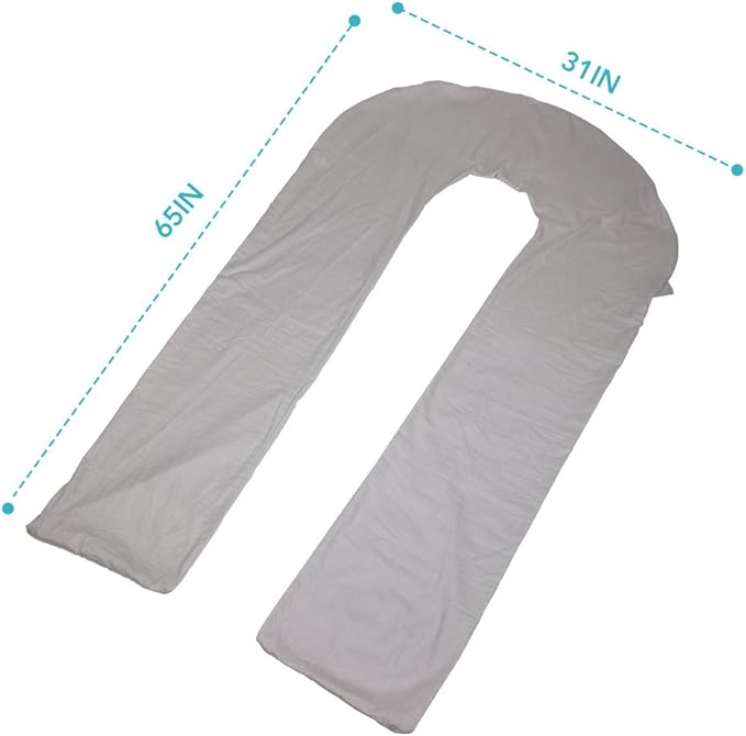 Meiz Full Pregnancy Pillow Cover - Body Pillow Case - 300TC Comfy Maternity Pillowcase - Fit 65" x 31" Pillow - King Size (Grey)