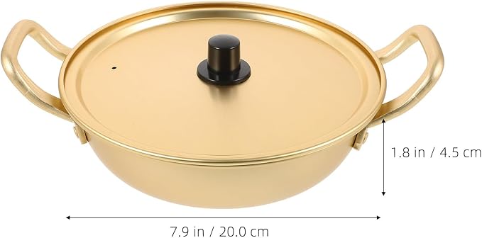 Artibetter Korean Ramen Pot 18cm Shallow Aluminum Instant Noodle Pot Double Ear Cookware for Home and Portable Kitchen Use