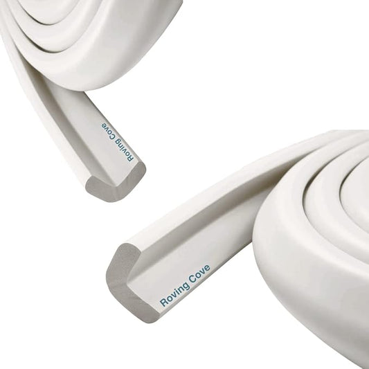 Roving Cove HeftyFit Edge Protector for Baby Proofing (12ft Large Edge Only), Heavy-Duty Soft Furniture Edge Bumper Guards, Desk Edge Cushion, Wall Corner Covers, 3M Adhesive, Oyster White (Off White)