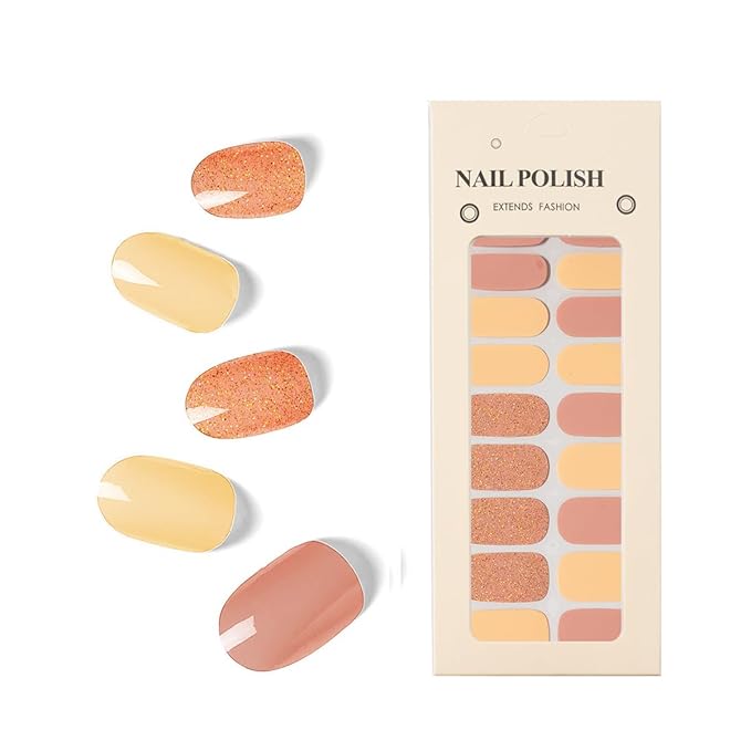 Nail Stickers 20 Pieces Full Wraps Nail Polish Strips, Self-Adhesive Gel Nail Art Decals for Women Girls