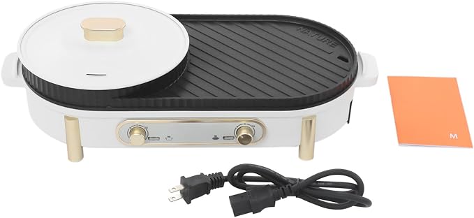 1700W Electric Hot Pot and Grill 2-in-1, with Dual Independent Temperature Control, 8-Person Non-Stick Cooker for Indoor Tabletop, Shabu Hotpot & Korean BBQ Grill, Family Gathering, Party