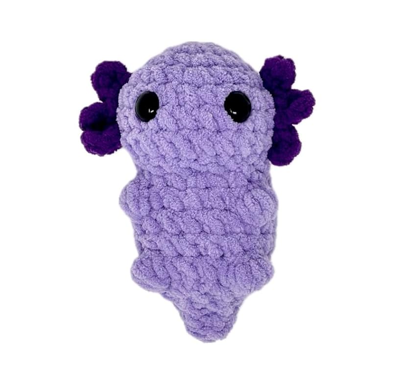 Axolotl Adorable Handmade Crochet Axolotl Stuffed Toy - Baby Axolotl Perfect Plushie for Girls & Boys, Soft and Huggable, 6 inches tall (Purple)