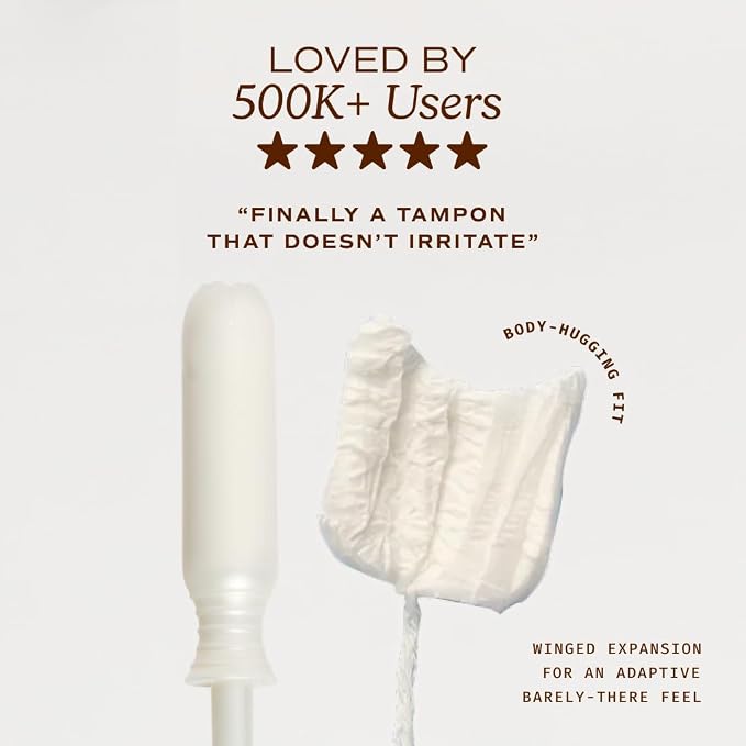 August Regular and Super Tampons - Easy-Glide Long Applicators - 72-Pack (36 + 36) 100% Organic Cotton Tampons for Women, Non-Toxic, Fragrance-Free, and Hypoallergenic