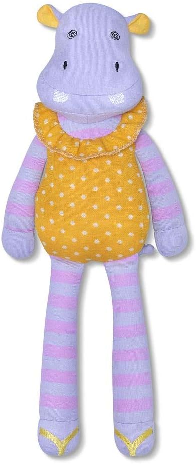 Organic Farm Buddies Apple Park Coco Hippo Plush Baby Toy for Newborns, Infants, Toddlers - Hypoallergenic, 100% Organic Cotton