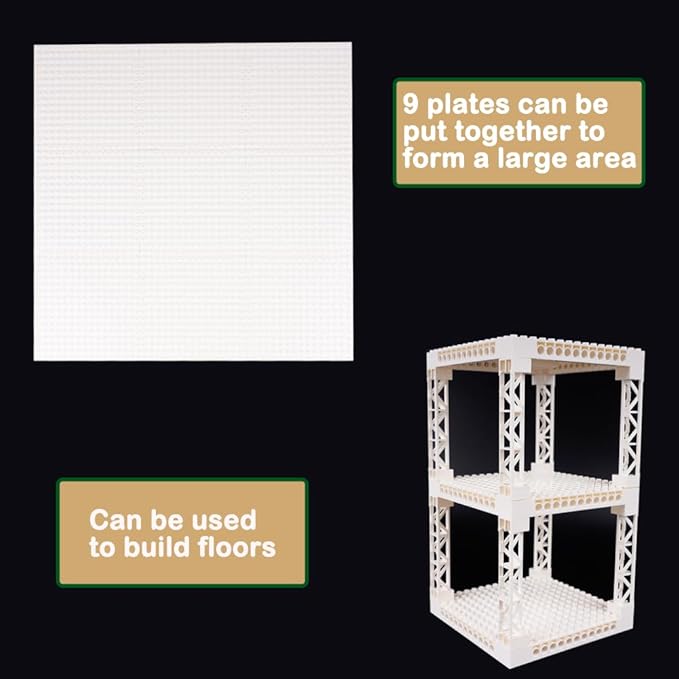 Brick Base 16x16 Plate 1/3 with Holes - Pins Suppor Pillar Accessories Pack,Pixel Art Painting Classic Building Block Bulk Parts and Pieces Sets - Compatible with 65803(White)