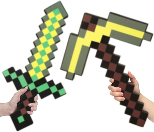 Pickaxe and Sword Toys,Foam Sword for Game Role-Play,Weapons,Halloween Christmas and Parties,Gift for Video Game Fans