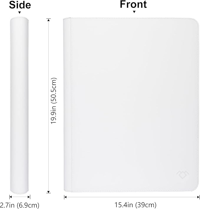 GrinOwl 16 Pocket Top loader Binder, Holds 640 Top Loaders, Large Top loader Card Binder with Sleeves for Cards in 3" x 4" Top loaders (White)