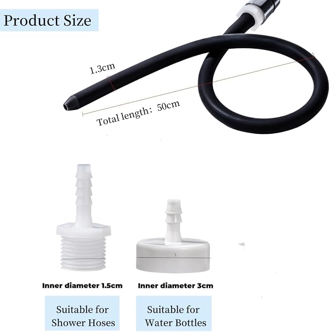 Portable Travel Enema Kit Can Connect Most Water Bottles and Shower Hoses, Silicone Nozzle and 2 Adapter Sizes