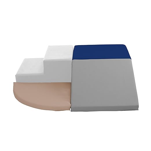 Playtime Essentials 4-Piece First Steps Corner Climber Climbing Foam Block Set for Little Kids – Indoor Toddler & Baby Soft Playset for Children to Climb and Crawl and Slide - Navy Neutral