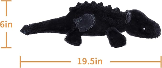 Apricot Lamb Lying Dragon Plush Stuffed Animals for Kids, Soft Cute Dinosaur Plushies Toys for Baby Girl and Boy, Fluffy Lying Dragon Black