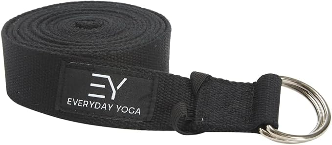 Everyday Yoga Bolster and Yoga Strap Set, Rectangular Meditation Pillow, Super Soft & Lightweight with Carry Handle - Firm Support for Restorative Yoga - Black - Strap 10ft Length
