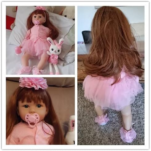Pinky Lifelike Reborn Toddler Dolls Girl 24inch 60CM Realistic Look Princess Baby Doll Vinyl Silicone Long Hair Babies Toy Gift