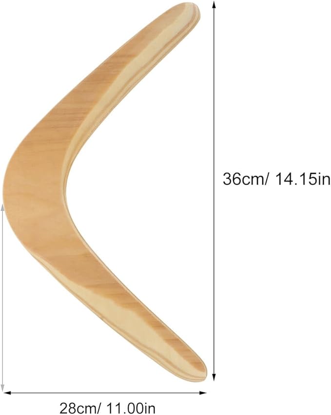 SEWACC Wooden Boomerang Outdoor Plaything for Kids and Adults, Beige Synthetic Material Flying Toy for Outdoor Sports and Family Fun