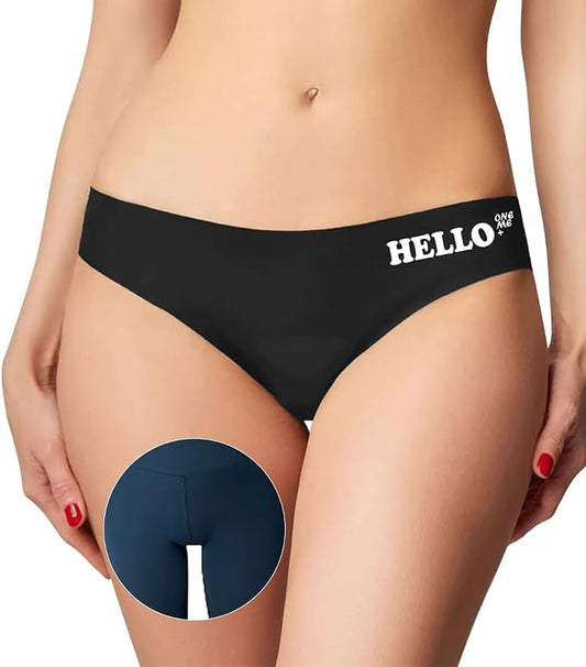 Women's Seamless Thongs - No Show Underwear with Panty Liner, Soft Breathable G-String for Daily Wear(N750JD+R1355-Black-S