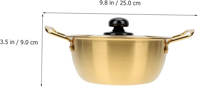 Ciieeo 1 Set Stainless Steel Instant Noodle Pot Seafood Noodle Pot Non Stick Cookware Korean Ramen Stainless Cookware Boiling Small for 1 Person Breast Milk Binaural