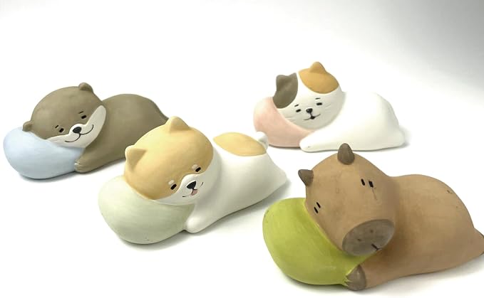 Stone Diffuser Sleeping Animals [ Designed in Japan] Non Electric Passive Diffuser for Essential Oil and Aromatherapy (Ceramic/Clay) (Sleeping Shiba)