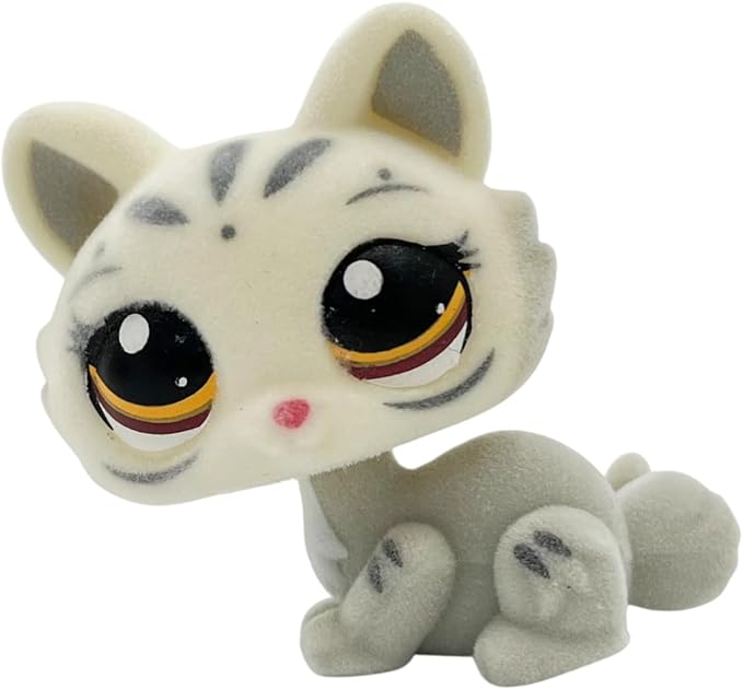 Custom Flocked Pet Shop Toy Fuzzy Animal Figure Short Hair Cat Kitty Kitten Deer OOAK (White #3585)