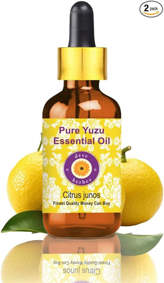 Deve Herbes Pure Yuzu Oil (Citrus Junos) with Glass Dropper Cold Pressed 50ml (1.69 oz)