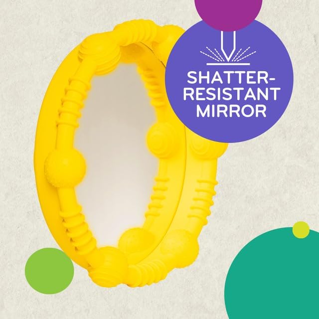Mobi Lookee Sensory Bath Mirror for Kids, Shatterproof Baby & Toddler Bathtub Mirror Toy, BPA-Free, Suction Cups for Fun & Safe Play (6" Wide)