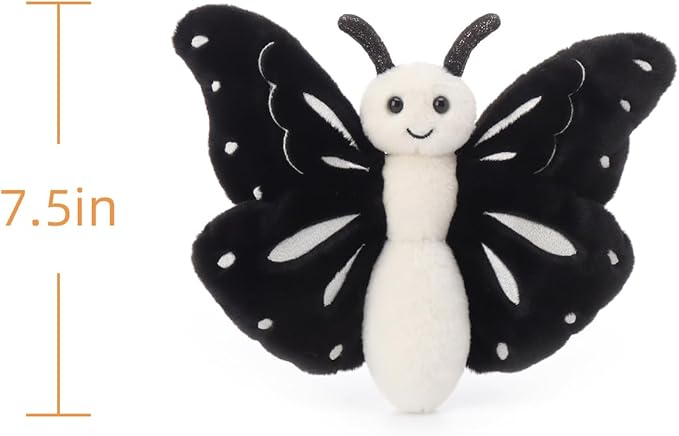 Apricot Lamb Black Butterfly Stuffed Animals for Kids, Soft Cute Plush Toys for Baby Girl and Boy, 7.5 Inches
