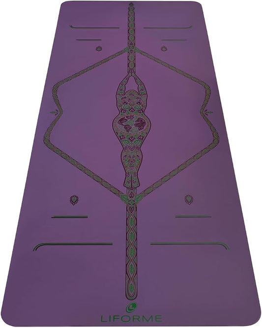 Liforme Printed Yoga Mat Collection - Free Yoga Bag Included - Patented Alignment System, Warrior-like Grip, Non-Slip, Eco-friendly, Sweat-resistant, Long, Wide and Thick for Comfort