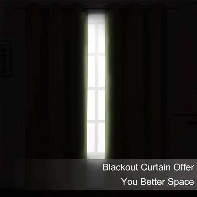 LEMOMO Blackout Curtains 66 x 84 inch/Sage Green Curtains Set of 2 Panels/Thermal Insulated Room Darkening Bedroom Curtains