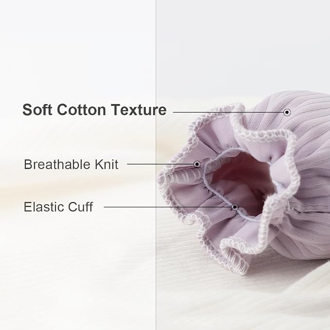 BQUBO Newborn Infant Toddler Mittens No Scratch Cotton Elastic Wrist Gloves Hypoallergenic for 0-6 Months Baby Boys Girls
