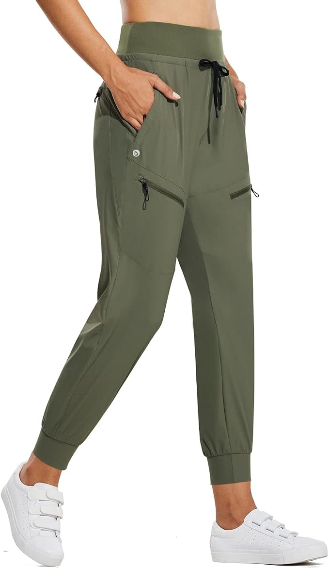 baleaf Womens Lightweight Hiking Pants Water Resistant Quick Dry Joggers with 5 Zipper Pockets UPF 50+ for Travel Hiking