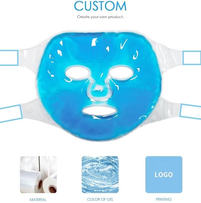 SportEmblema Ice Face Mask - Cooling Gel Face Mask for Puffy Eyes & Headache Relief, Hot Cold Therapy Compress for Facial Skincare, Post Laser Treatment, Sinus Pressure & Migraine, Reusable