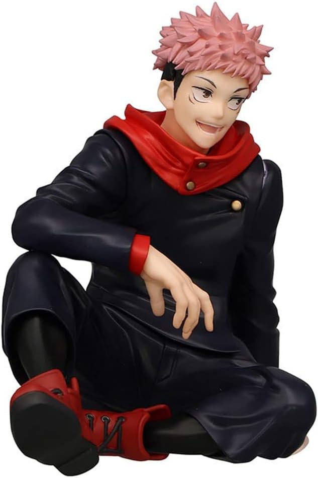2PCS Anime Figures Itadori Yuji Figurine Sitting Pose Character Statue PVC Collection Model Desktop Decoration