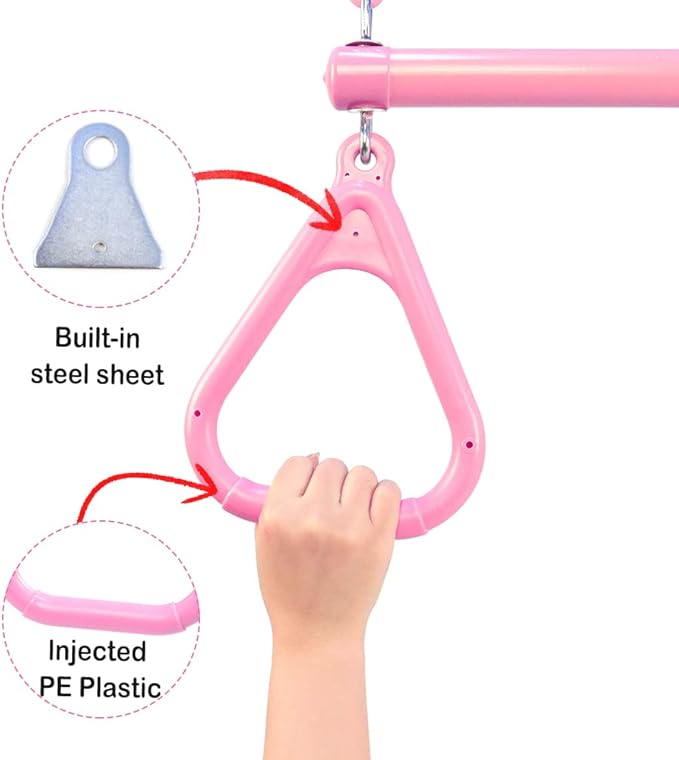 18" Pink Trapeze Swing Bar Rings 48" Heavy Duty Plastic Coated Chains Swing Set Accessories