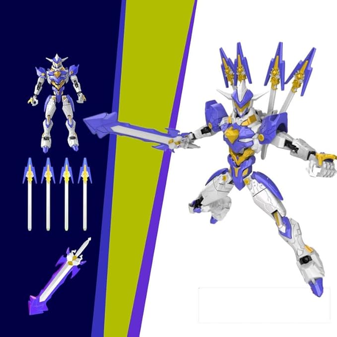 Fully Assembled T13 3D Printed Action Figure with Movable Joints & Interchangeable Weapons - 3D Printed Collectible Toy Ready-to-Play for Boys and Girls (White Blue)