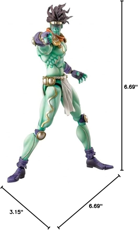 JJBA Action Figure Star Platinum Figure Movable Joints Statue 6.69" Green Star Platinum Anime Figurine Collectibles Desktop Decoration Gift for Fans