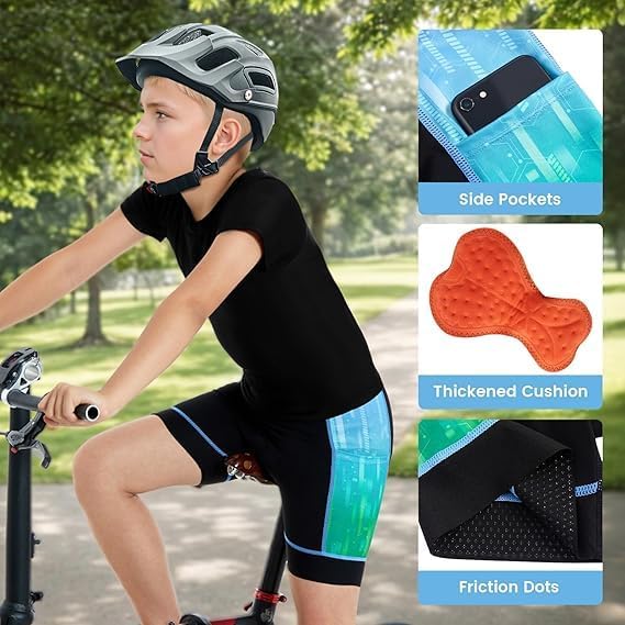 Gogokids Boys Girls 3D Padded Bike Shorts Kids Cycling Shorts Biking Shorts Sports Pants with Pockets for Mountain Road
