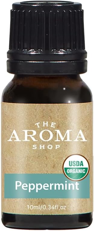 USDA Organic Essential Oil 10ml (0.34 fl oz) – 100% Pure, Non-GMO, Vegan Aromatherapy Oil for Diffuser, DIY Soap, Candle & Home Use (Peppermint)